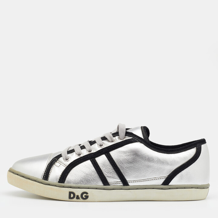 dolce and gabbana silver sneakers