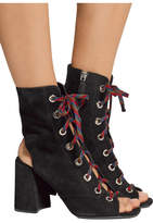 Thumbnail for your product : Prada Lace-up Suede Ankle Boots - Black