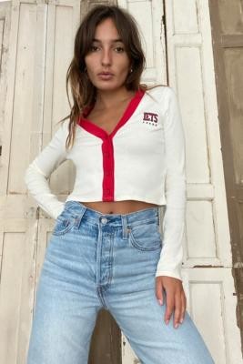 Iets Frans... iets frans. Logo Cardigan - White L at Urban Outfitters