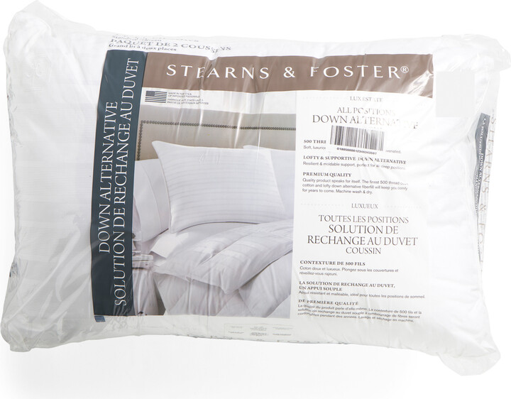 Stearns & Foster 2pk 500tc All Positions Down Alternative Pillows ...