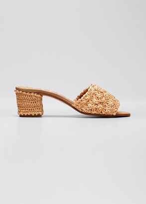raffia block heels