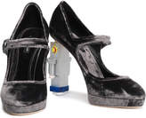 Thumbnail for your product : Dolce & Gabbana Embellished Velvet Platform Mary Jane Pumps