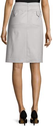 Halston Leather Straight Skirt, Light Stone