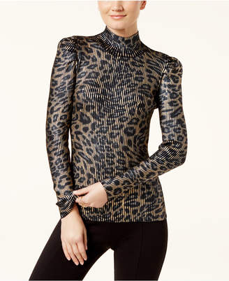 INC International Concepts Leopard-Print Mock-Neck Sweater, Created for Macy's
