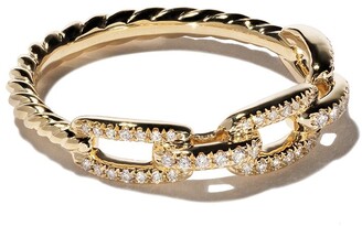 David Yurman 18kt yellow gold Stax Chain Link diamond ring