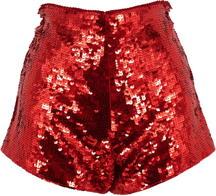 red sequin shorts