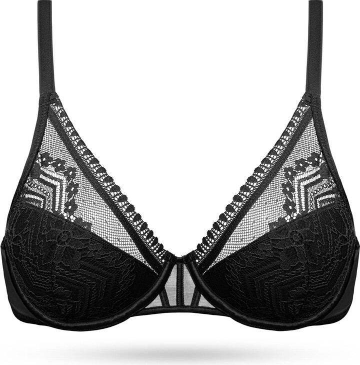 Deyllo Women's Push Up Bras Sexy Lace Padded Floral Contour Underwire  Lightly Lined Plunge Bra - ShopStyle