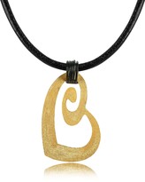 Thumbnail for your product : Stefano Patriarchi Golden Silver Etched Heart Pendant w/Leather Lace