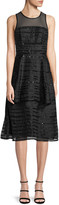 Thumbnail for your product : Parker Black Avril Sleeveless Sequin-Stripe Tiered Midi Cocktail Dress