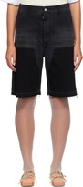 Black Paneled Denim Shorts 
