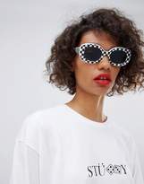 Thumbnail for your product : ASOS Design DESIGN Checkerboard Print 90S Square Sunglasses