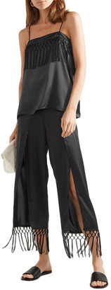 CAMI NYC The Max Macrame-trimmed Silk-charmeuse Wide-leg Pants