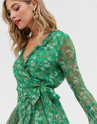 Stevie May jade long sleeve valentine wrap mini dress