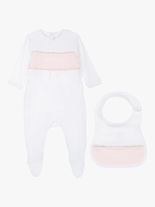 HUGO BOSS Baby Cotton Sleepsuit & Bib Set, White