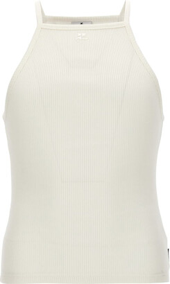 Courrèges: Off-White Embroidered Tank Top
