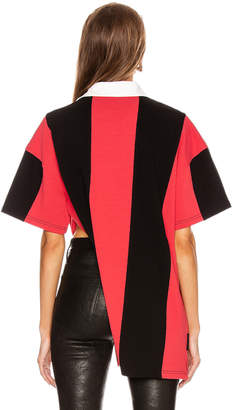 Alexander Wang Short Sleeve Rugby Collared Shirt in Faded Red & Black | FWRD