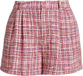 Alice + Olivia Conry Pleated Tweed Shorts