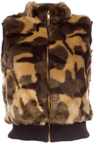 Thumbnail for your product : Camo Faux Fur Waistcoat with Knitted Rib Details