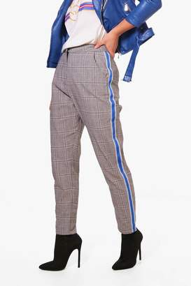 boohoo Petite Sports Tape Checked Woven Trouser