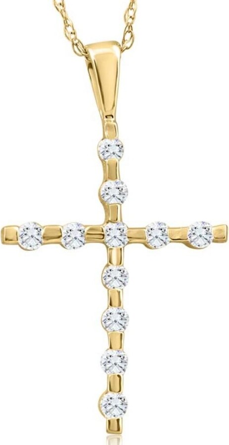 Pompeii3 1/5Ct Diamond Cross Pendant 10k Yellow Gold 18\