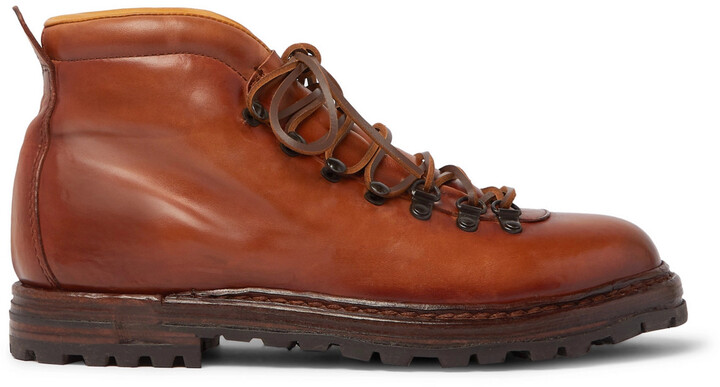 Officine Creative Artik Shearling-Lined Burnished-Leather Lace-Up Boots ...
