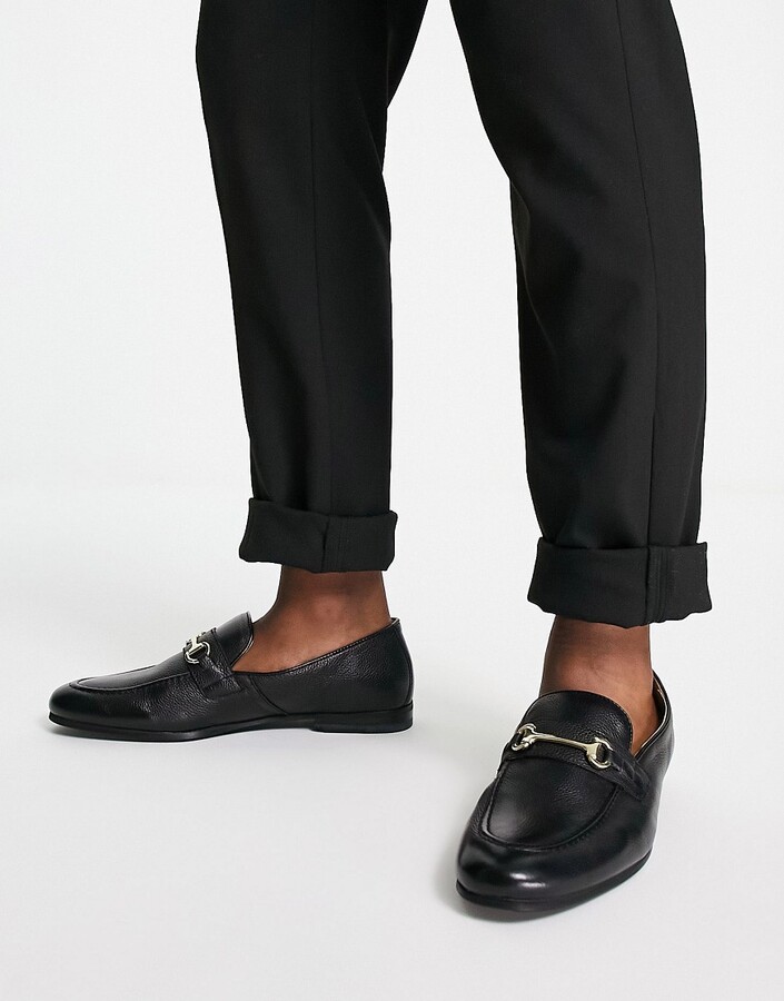 Walk London Terry Snaffle loafers in black pebble leather - ShopStyle