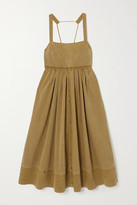 Thumbnail for your product : Proenza Schouler White Label Tie-detailed Pleated Washed Cotton-canvas Midi Dress