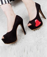 Thumbnail for your product : PeepToe Black Suede Platform Sandals
