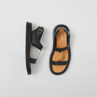 Burberry Monogram Motif Leather Sandals Size: 35 - ShopStyle