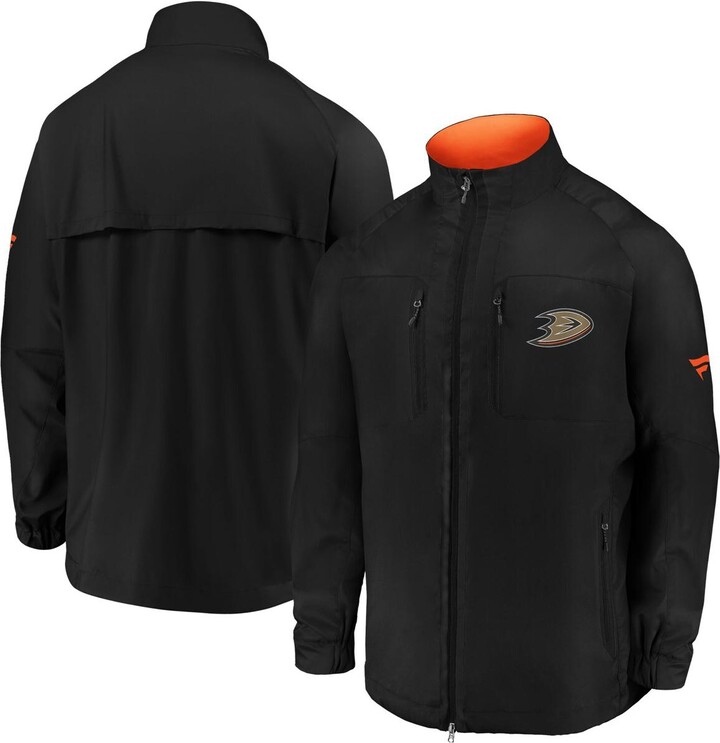 Fanatics Men's Black Anaheim Ducks Authentic Pro Locker Room Rink Raglan Full-Zip Jacket