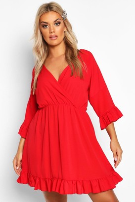 ruffle front wrap dress