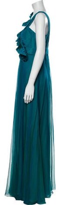 Teri Jon by Rickie Freeman Silk Long Dress w/ Tags Blue