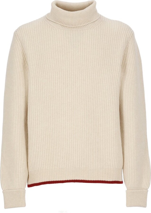 Fay Stripe Detailed Roll-Neck Jumper