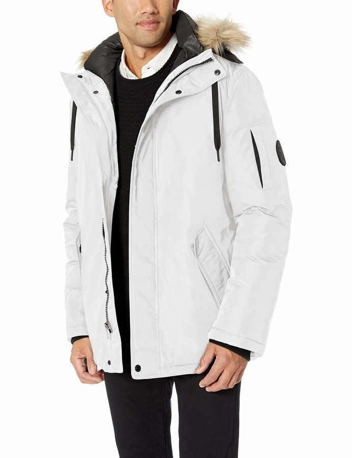Calvin klein men's bomber parka with faux fur hood Clearance