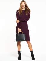 Thumbnail for your product : Very Eyelet Lace Up Sleeve Skinny Rib Knitted Dress