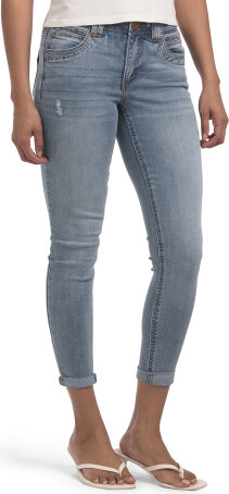 TJMAXX Ab Tech Cuffed Vintage Denim Destruction Jeans For Women, Spandex/Cotton/Polyester