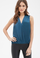 Thumbnail for your product : Forever 21 Contemporary Satin-Paneled Surplice Top