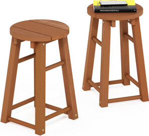 Bay Isle Home Tioman Outdoor Hardwood 18 Bar Stool in Teak Oil Set of 2 Natural