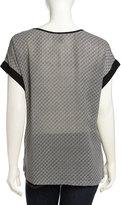 Thumbnail for your product : Max Studio Checkboard Pattern Crepe Blouse, Black/White