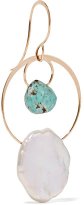 Melissa Joy Manning 14-karat Gold, Turquoise And Pearl Earrings - one size