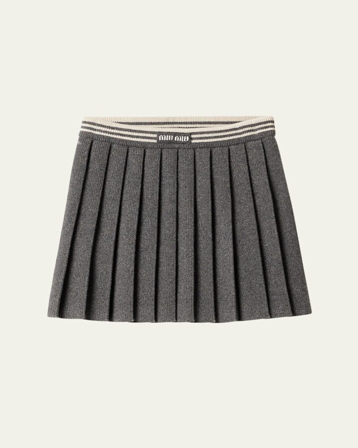 Miu Miu Mini Pleated Cashmere Wool Skirt