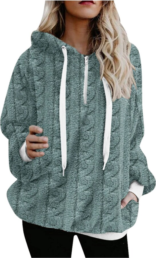 womens grey sherpa pullover
