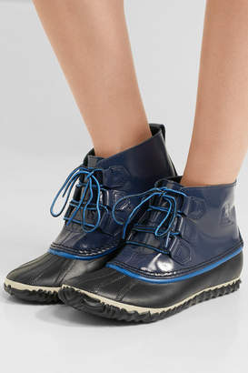 Sorel Out N About Rain Waterproof Patent-leather And Rubber Boots - Navy