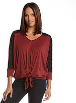 Thumbnail for your product : Karen Kane Lace-Sleeve Tie-Front Top