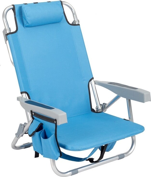 5Position Classic Lay Flat Folding Backpack Beach Chair, Aluminum