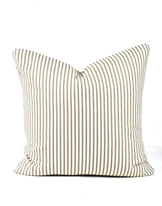 French Country Ticking Stripe Document Green Decorative Envelope Pillow Cotton 