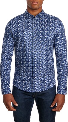 English Laundry Mens - Long Sleeve Floral Knit Casual for Button Down Shirt