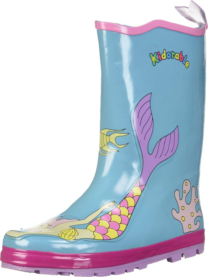 Kidorable Blue Mermaid Natural Rubber Rain Boots w/Fun Fishtail Pull On  Heel Tab - Blue - - ShopStyle