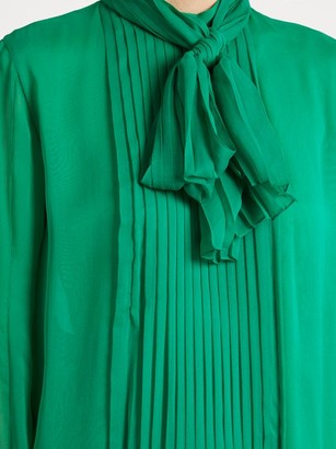 By. Bonnie Young - Neck-tie Silk-chiffon Dress - Green