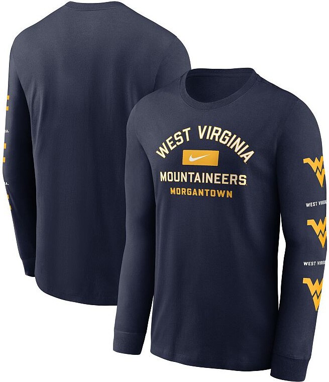 Men's Nike Navy West Virginia Mountaineers Classic Location Long Sleeve T-Shirt